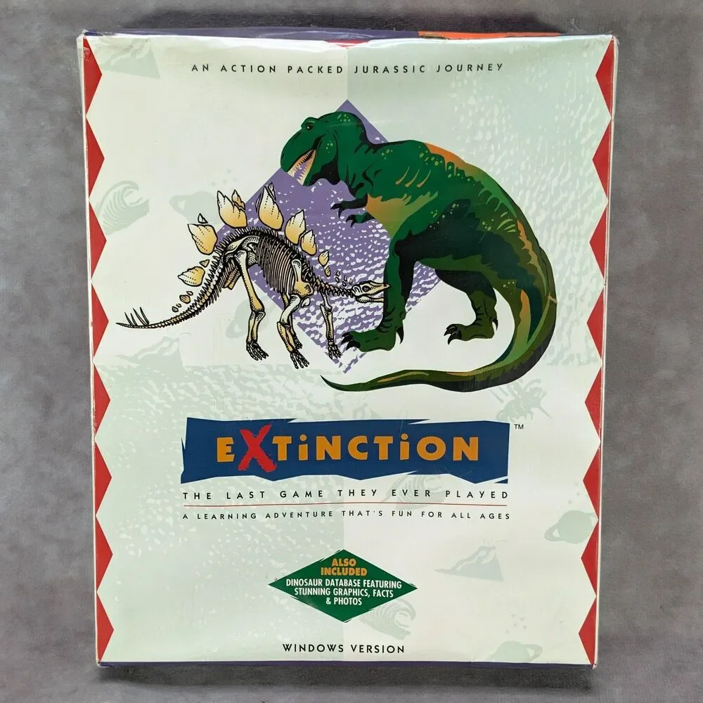 Vintage 1994 Extinction PC Game Windows Factory Sealed IDP Software Dinosaur